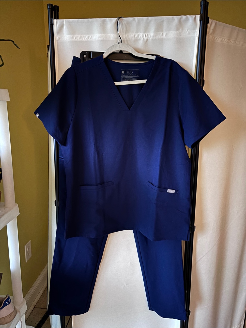 Figs Navy Women's Scrub Top and Pants Set